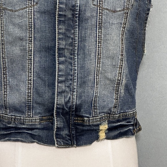 Vintage Gold Mine Women Jacket L Denim Vest Eagle Embroidered Stud Western Biker - Picture 6 of 16
